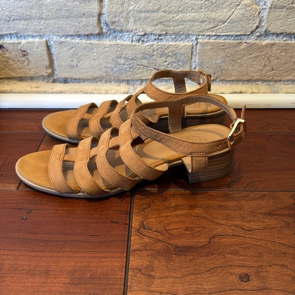 Franco Sarto Tan Suede Strappy Sandals - Picture 1 of 5
